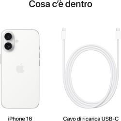 Apple iPhone 16 128 GB: Telefono 5G, chip A18, Bianco, a soli 779,00€