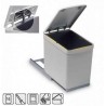 Pattumiera 1 secchio estraibile 280 raccolta differenziata su carrello scorrevole per sotto lavello cucina - Grigio